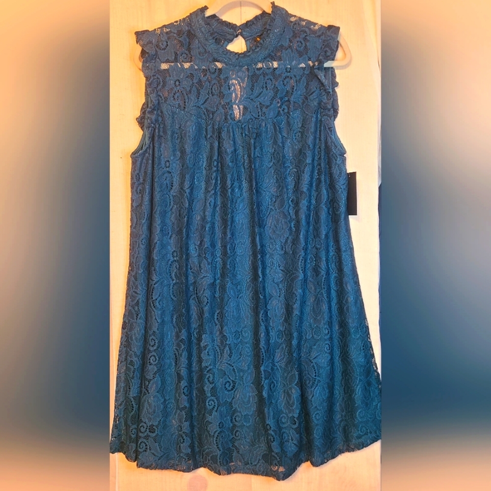 NWT Want and Need Teal Lace Dress